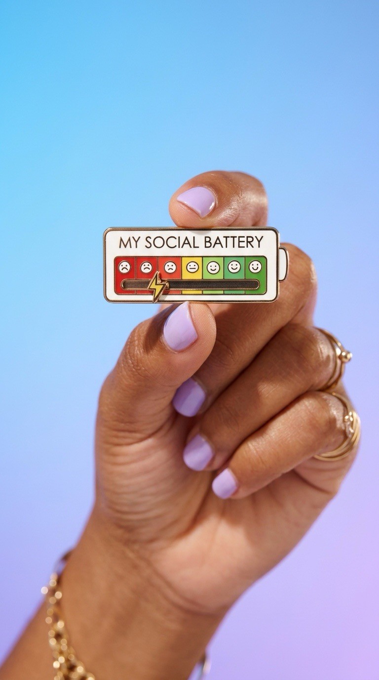 My Social Battery Enamel Mood Pin for Introverts Extroverts Mood Tracker