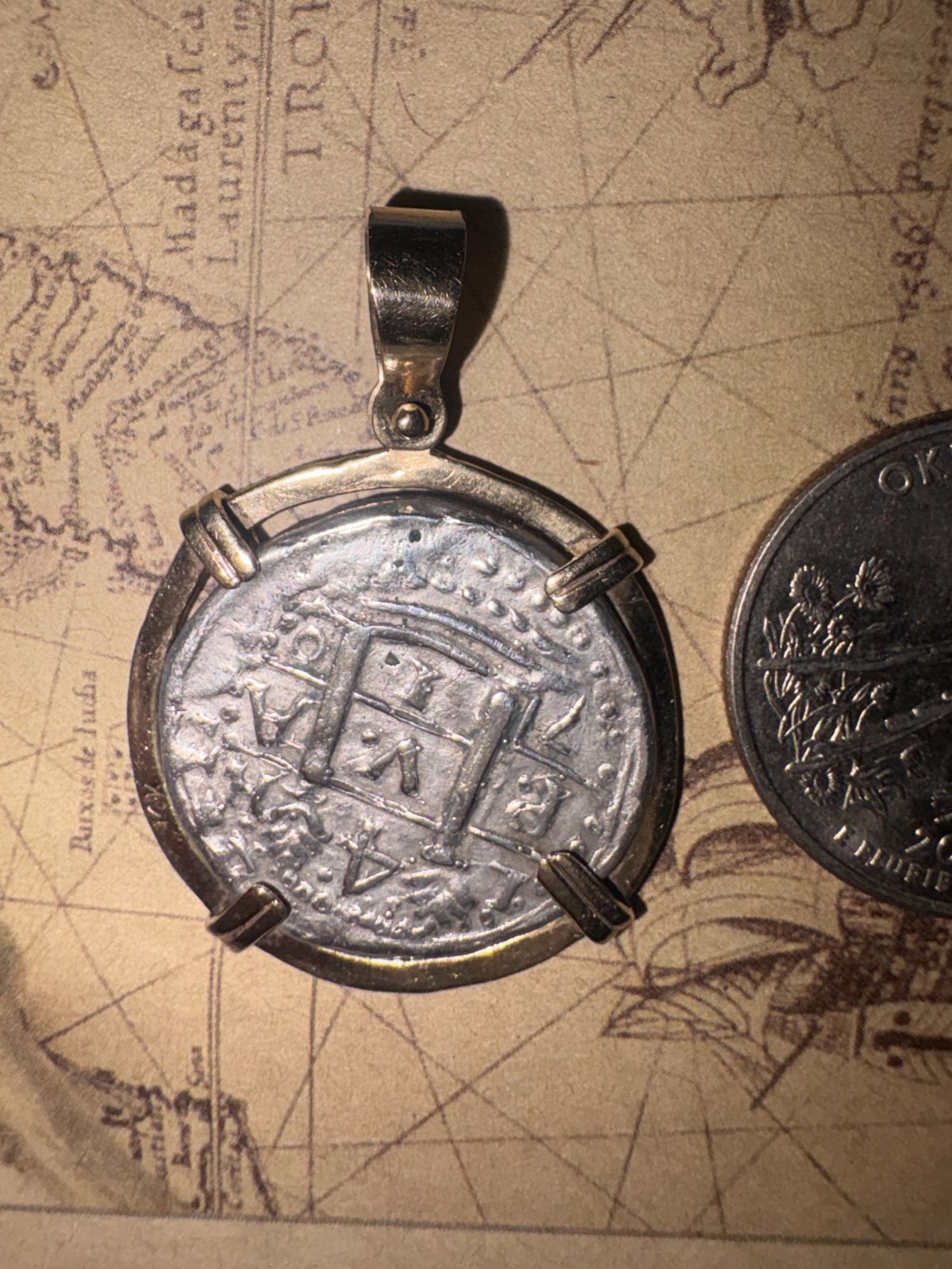 ATOCHA Silver Coin Pendant In 14k Gold Bezel Handmade from Atocha Silver