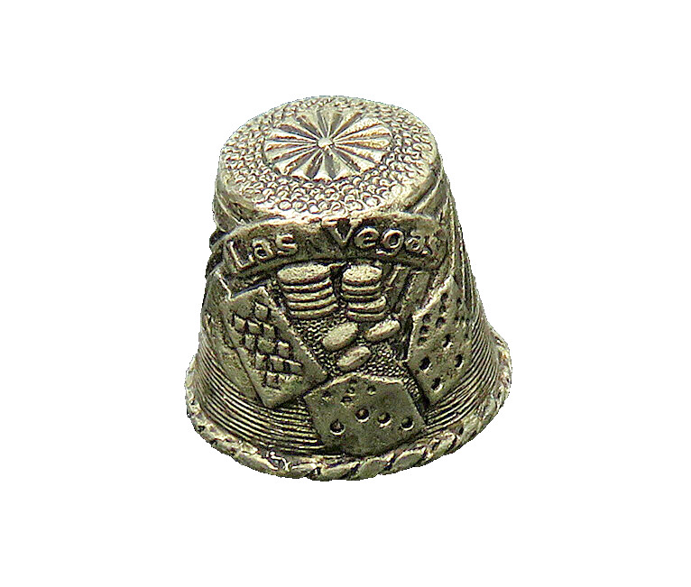 925 Sterling Silver Vintage Dark Tone Las Vegas Sewing Thimble TR2859