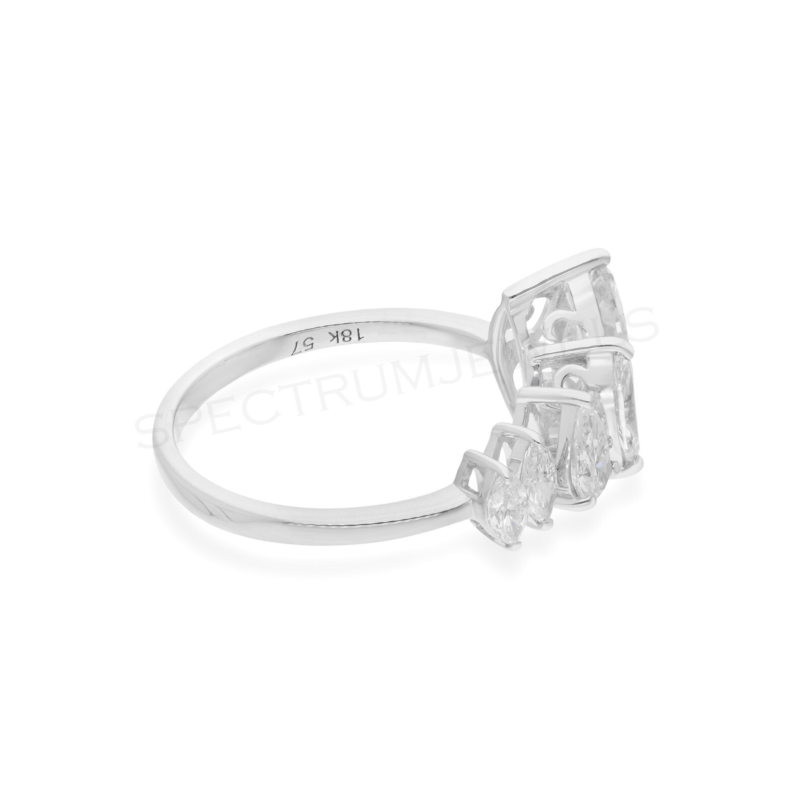 SI/H Marquise Diamond Cuff Ring 14k White Solid Gold Anniversary Gift 1.62 Ct.