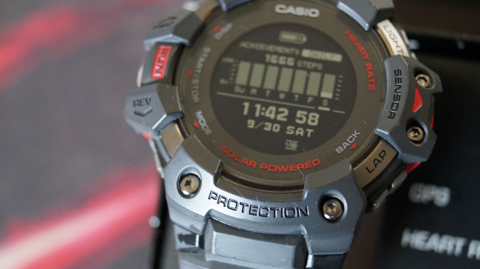 Casio G-Shock GBD-H1000-8 Quartz Watch 3475 54mm Grey Red case G-Squad solar