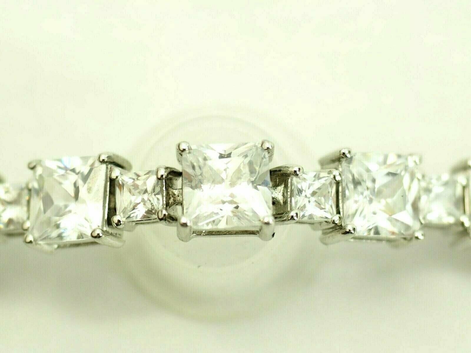 Fine Ladies 31 carat Radiant cut Cubic Zirconia Tennis Bracelet Sterling Silver