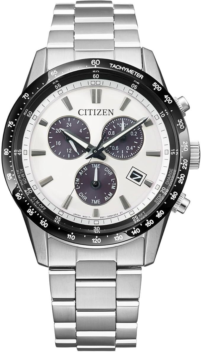 Citizen Eco Drive Chronograph Waterproof White BL5614 59A Men’s Silver 0709