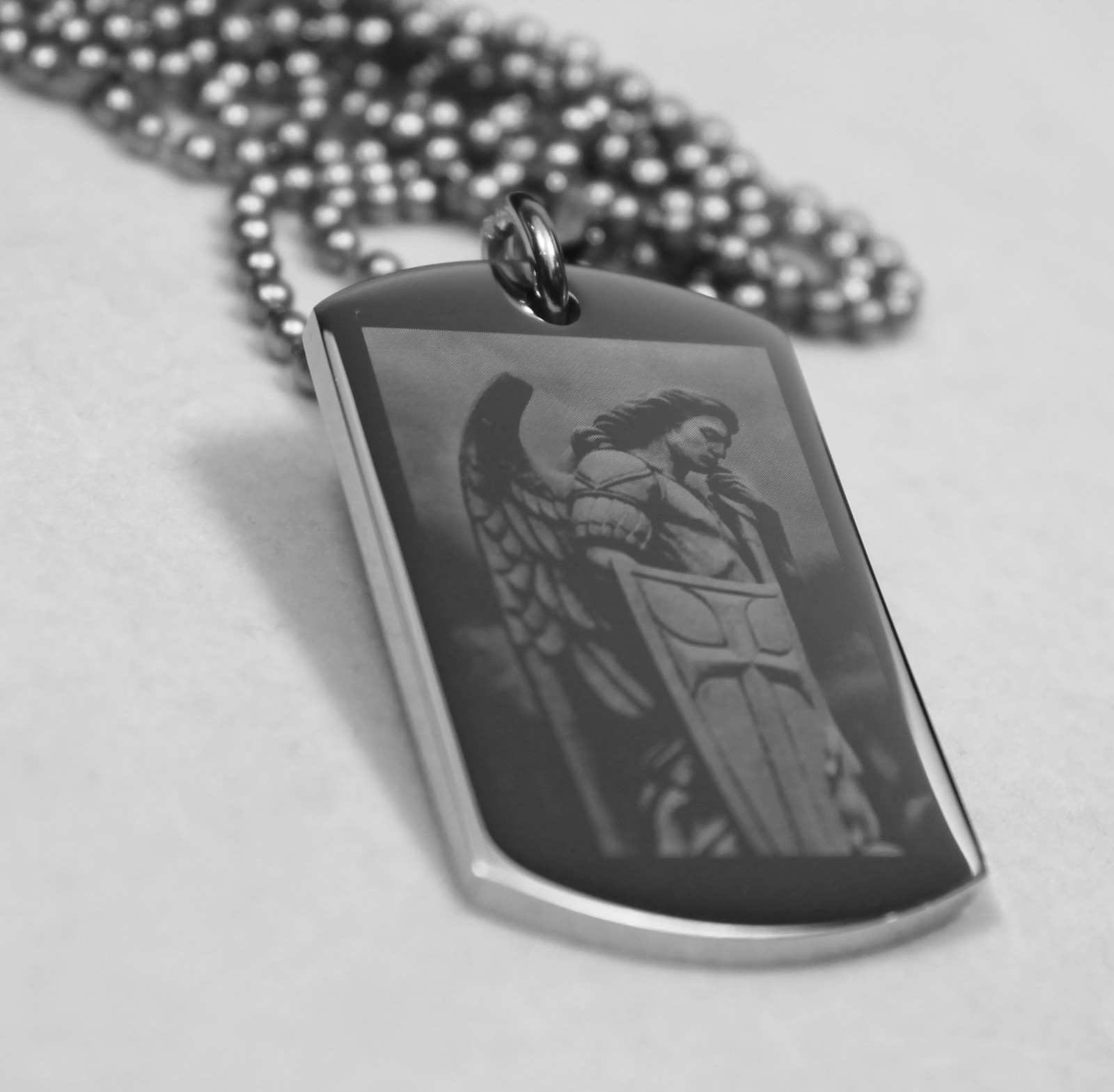 ST. MICHAEL IMAGE PRAYER SOLID THICK STAINLESS STEEL SHINE CROSS PRAYER