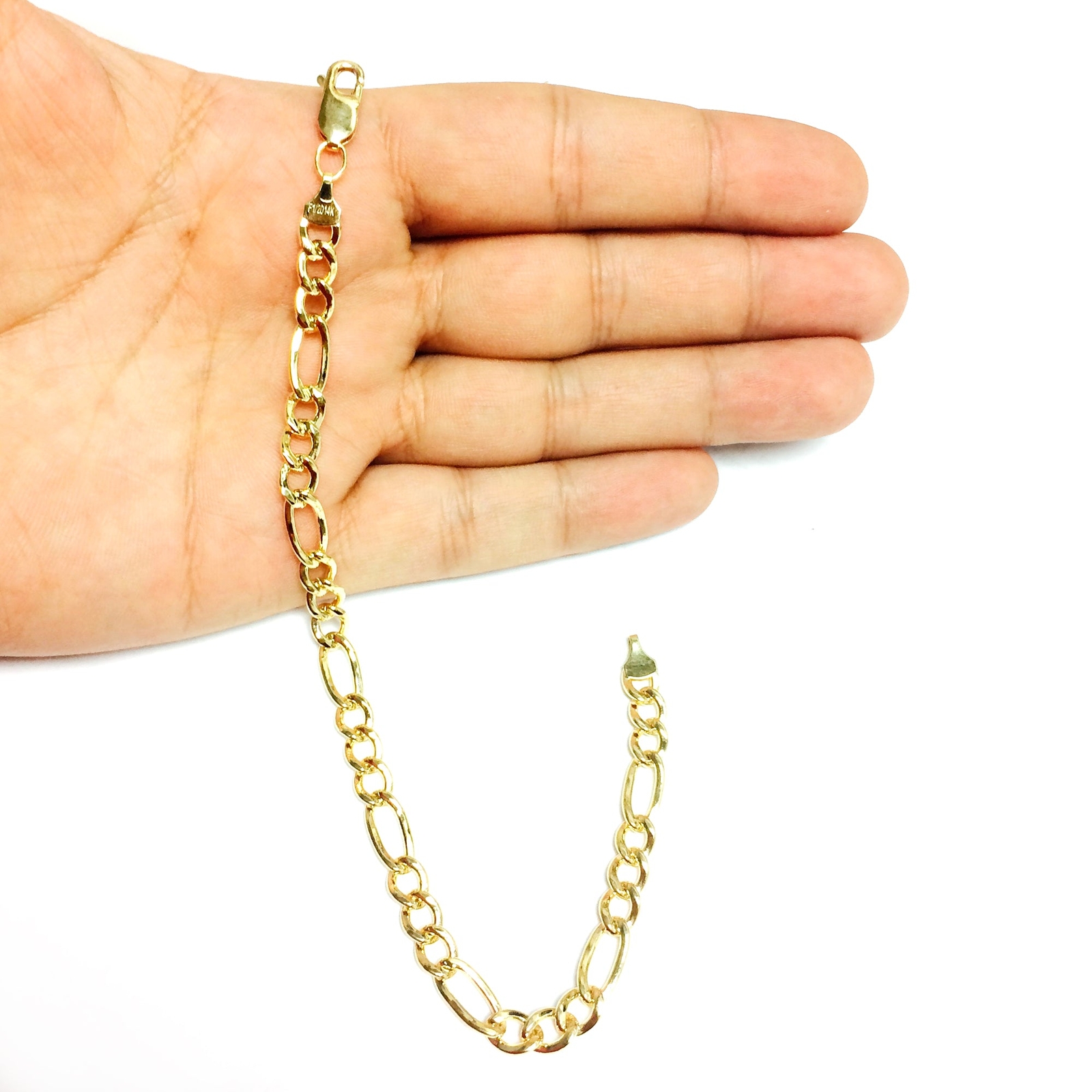 14k Yellow Real Gold Filled Solid Figaro Chain Necklace, 6.0 mm (8.5 Inches)
