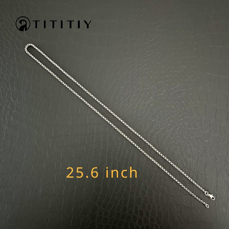 Titanium Necklace Width 3mm Square Box Sub Chain Antiallergic Trend Chain 25.6″