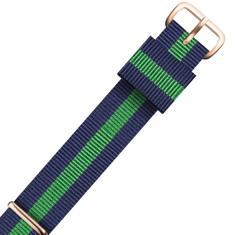 Nylon One Piece Watch Band Strap Striped Canvas Sports Wrist Band 18 20 22mm