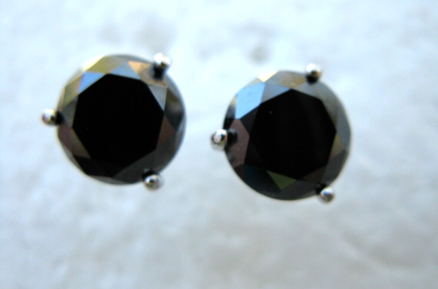 4.10ctw SCREW BACK 100% REAL BLACK DIAMOND EARRINGS,CERTIFICATE,FREE DIA TESTER