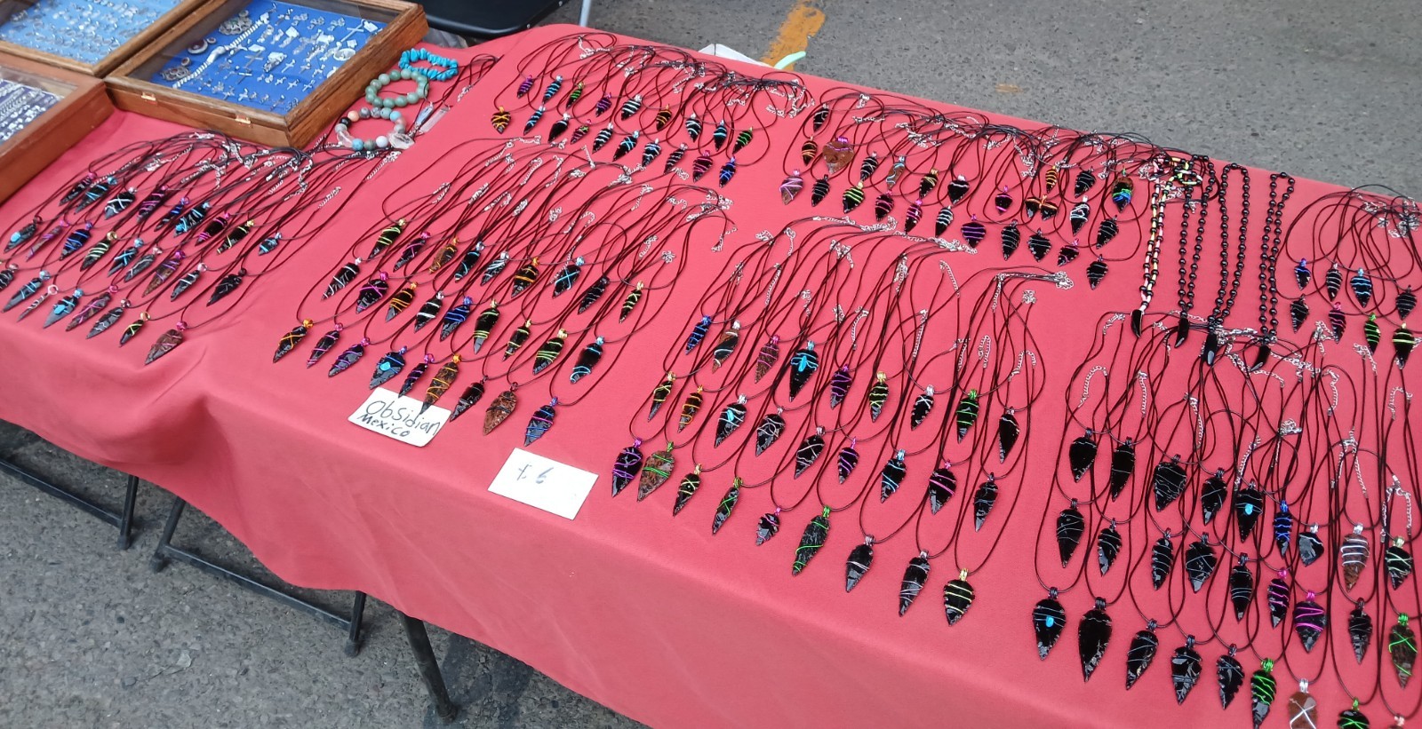Wholesale 25pc obsidian wirewrapped arrowheads with necklace for resell
