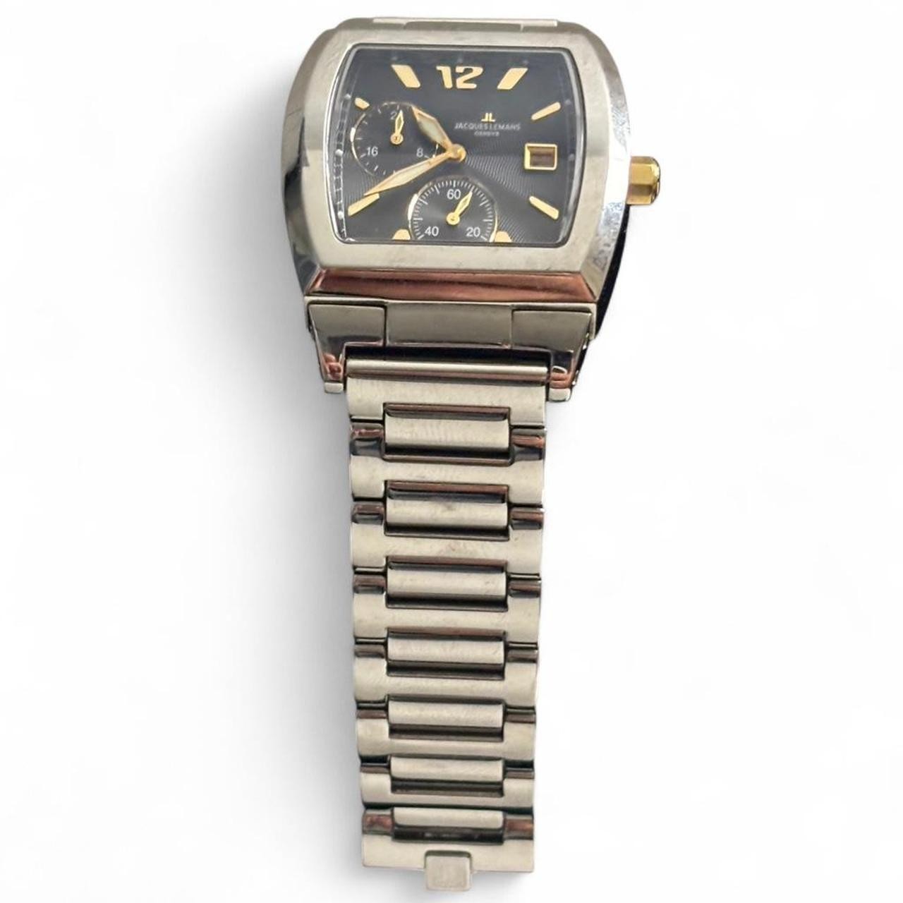 Jacques Lemans Geneve Mens Tonneau Watch G120 Stainless Steel Quartz