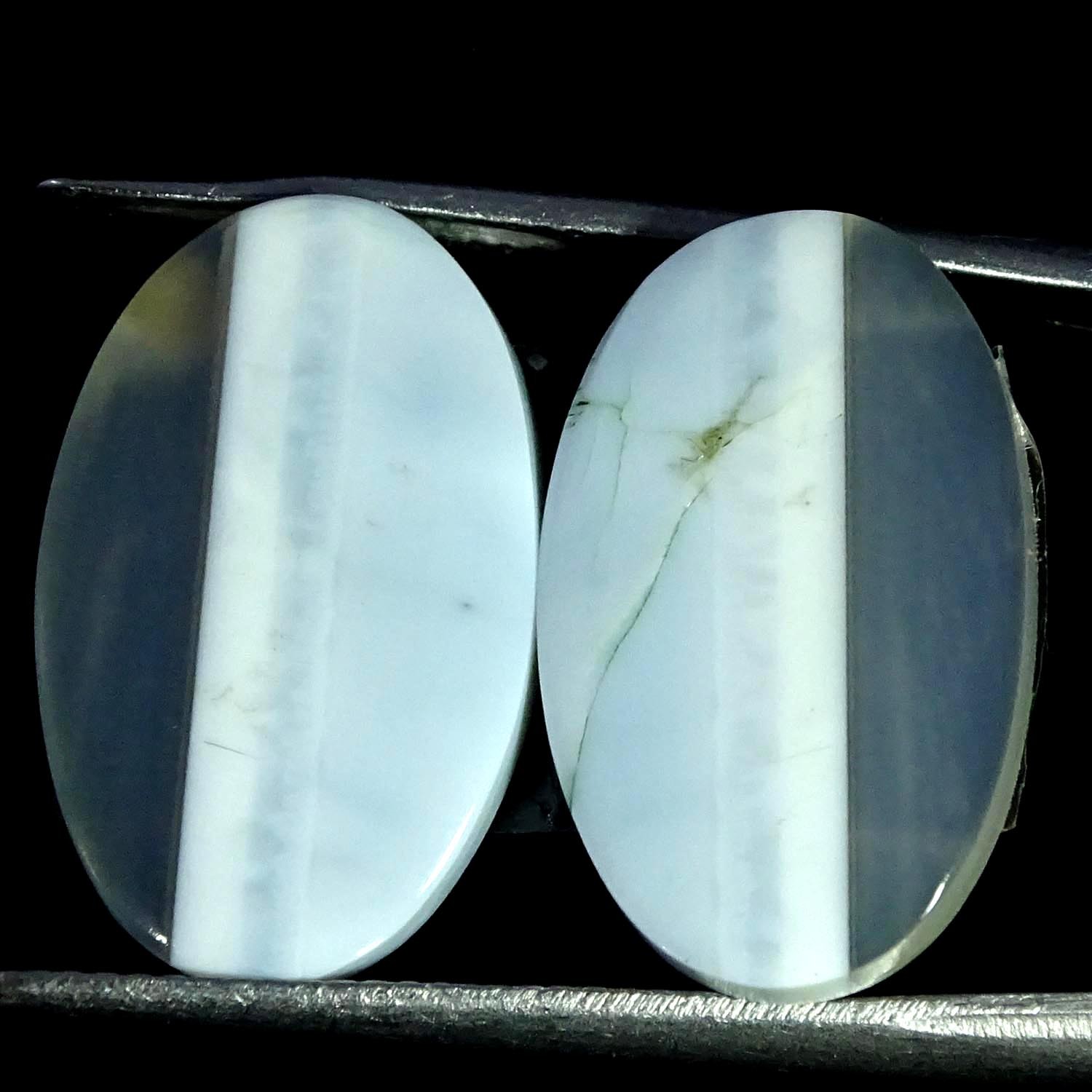 13.90Cts. 100% Natural Blue Opal Pair Oval Cabochon Gemstone 12X19X3MM