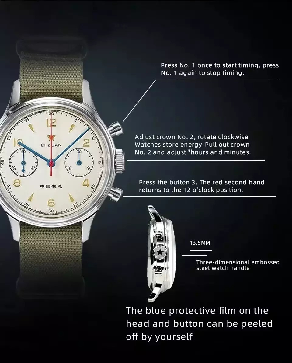 Seagull 1963 Quartz Sapphire Chronograph Watch 40mm Waterproof Luminescent
