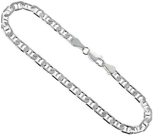 .925, Sterling Silver Mariner Chain Necklace 4.6 mm 20″, 22″, 24”, 26″
