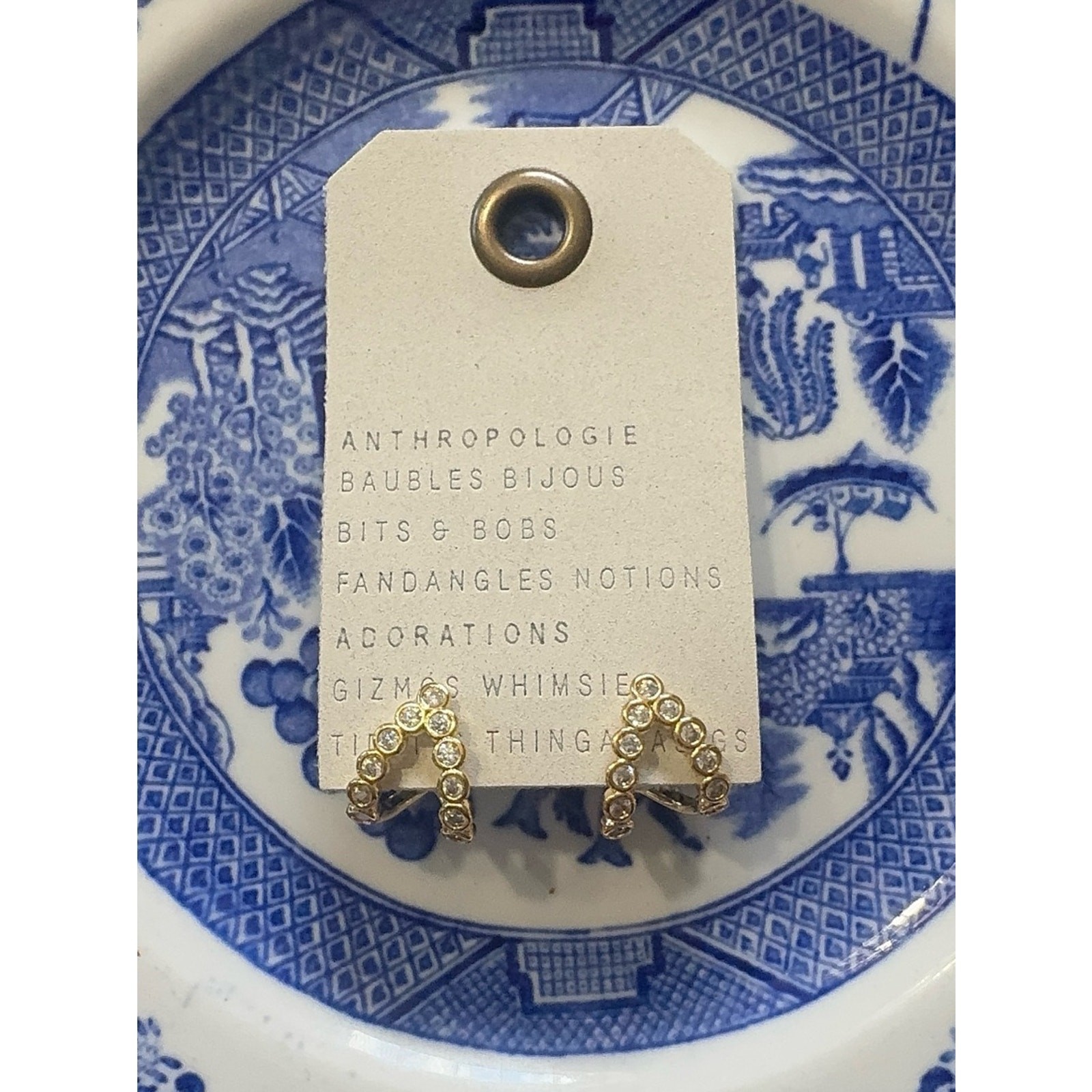 NWT Anthropologie Baubles Bijoux earrings 14k gold plated sparkly stones