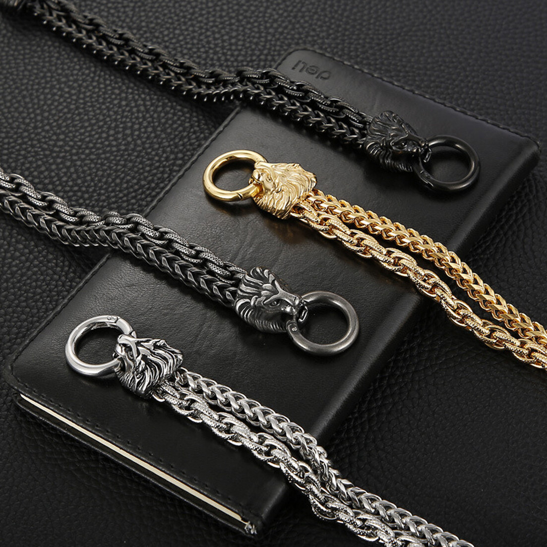 Mens Heavy Stainless Steel Lion Head Franco Link Curb Chain Bracelet 8.86″ 14mm