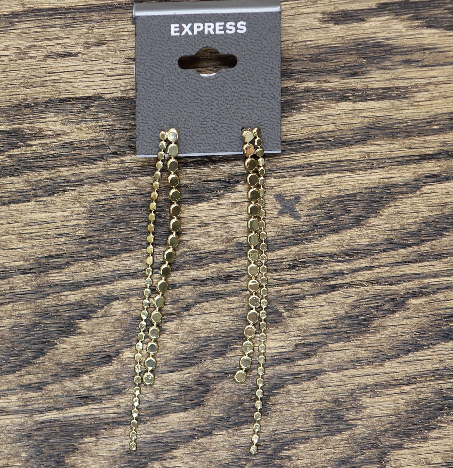 Express Womens Asymmetric Drop Chain Dangly Earrings Gold Yellow 3.25″