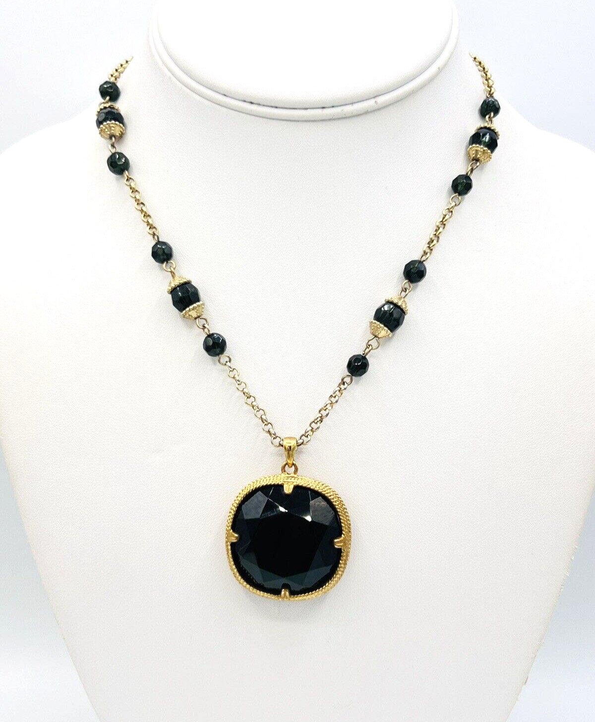 Lydell NYC Gold Tone Green Medallion Pendant Necklace