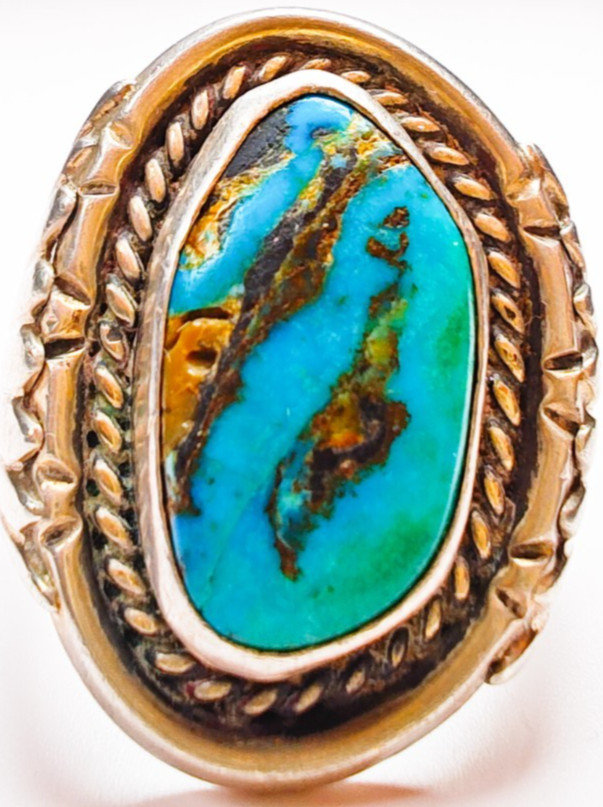 Navajo Sterling Silver Turquoise Ring Size 10.5 • LARGE 19×10.6mm Stone • 17.18g
