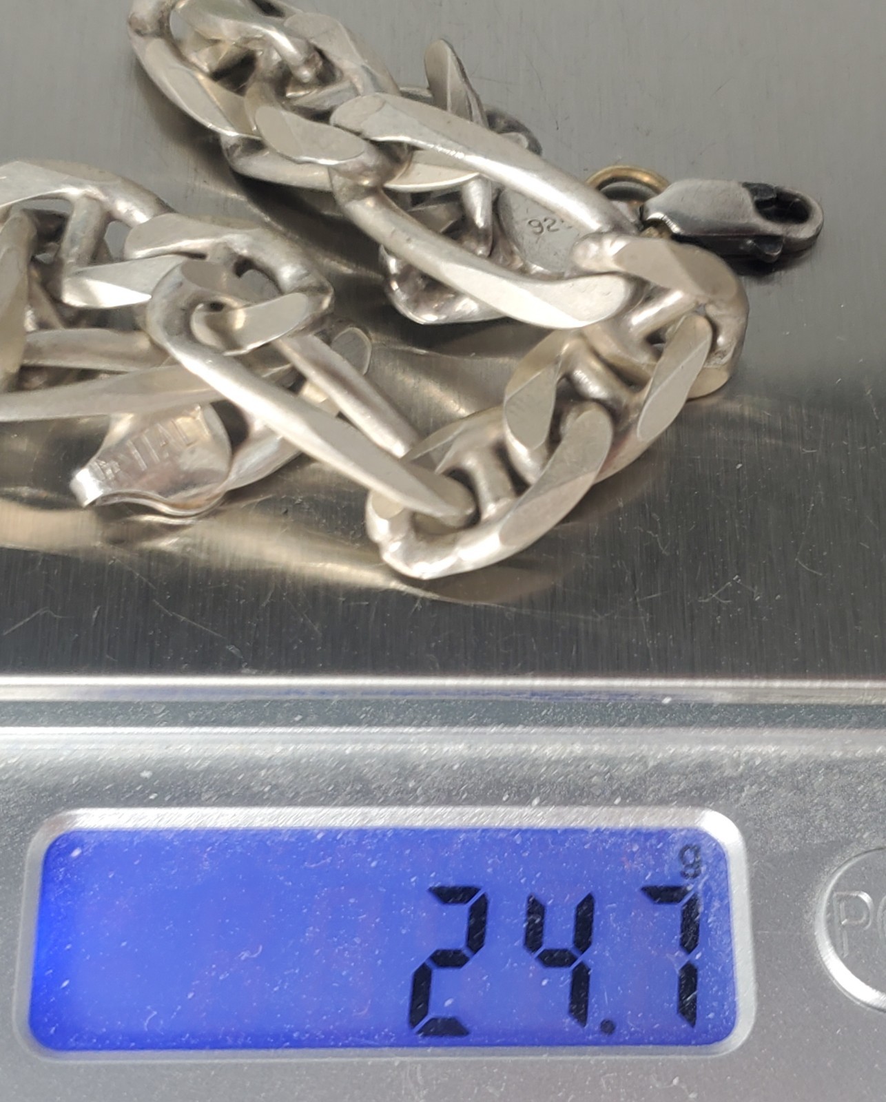 Vtg Sterling Silver HEAVY Special Mariner Figaro Chain Bracelet Lot 8-1/2″