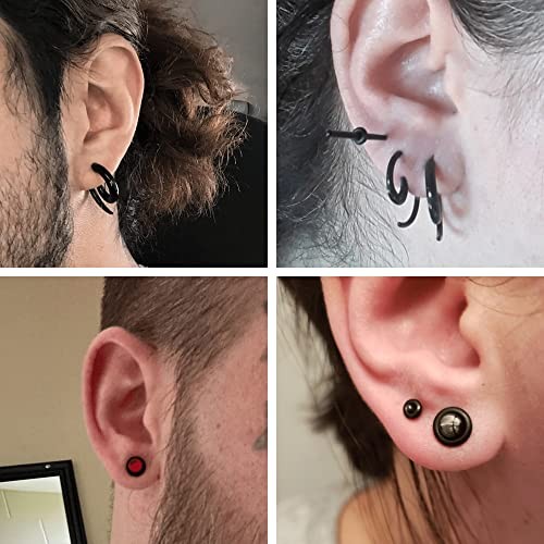 102Pcs Ear Stretching Kit 14G-00G Ear Gauges Expander Set Acrylic Black tone