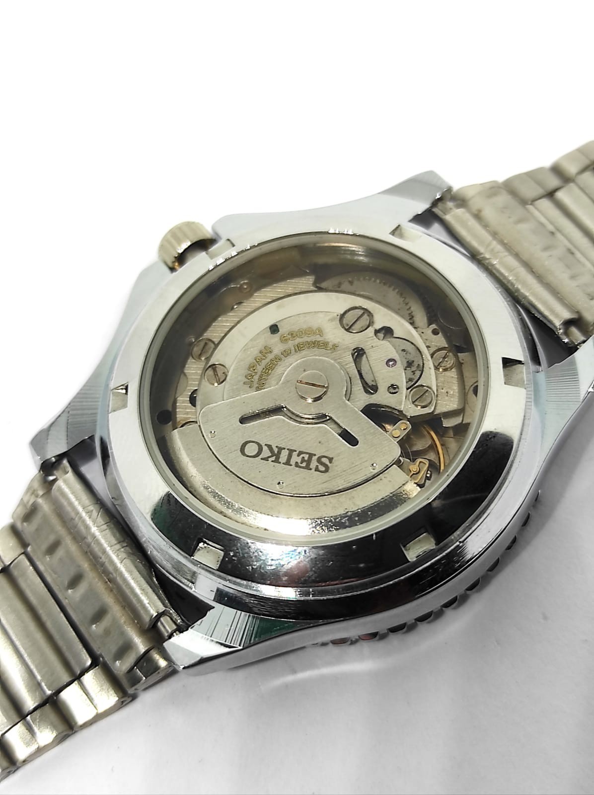 Vintage Refurbished Seiko Automatic Transparent Blue D/D Men’s WristWatch 38MM