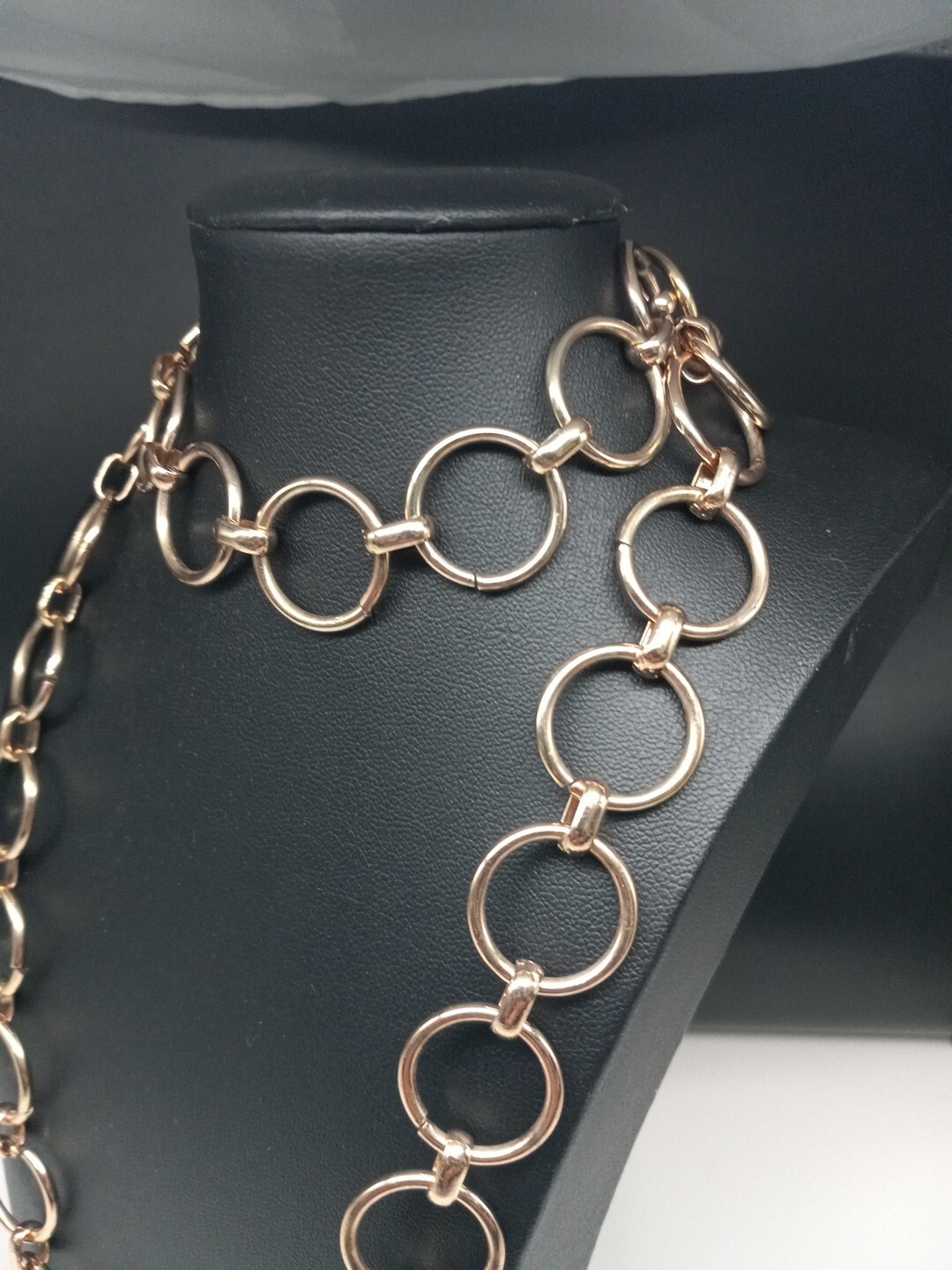 Monet Modernist Gold Tone Open Circle Links 32-in Long Chain Necklace