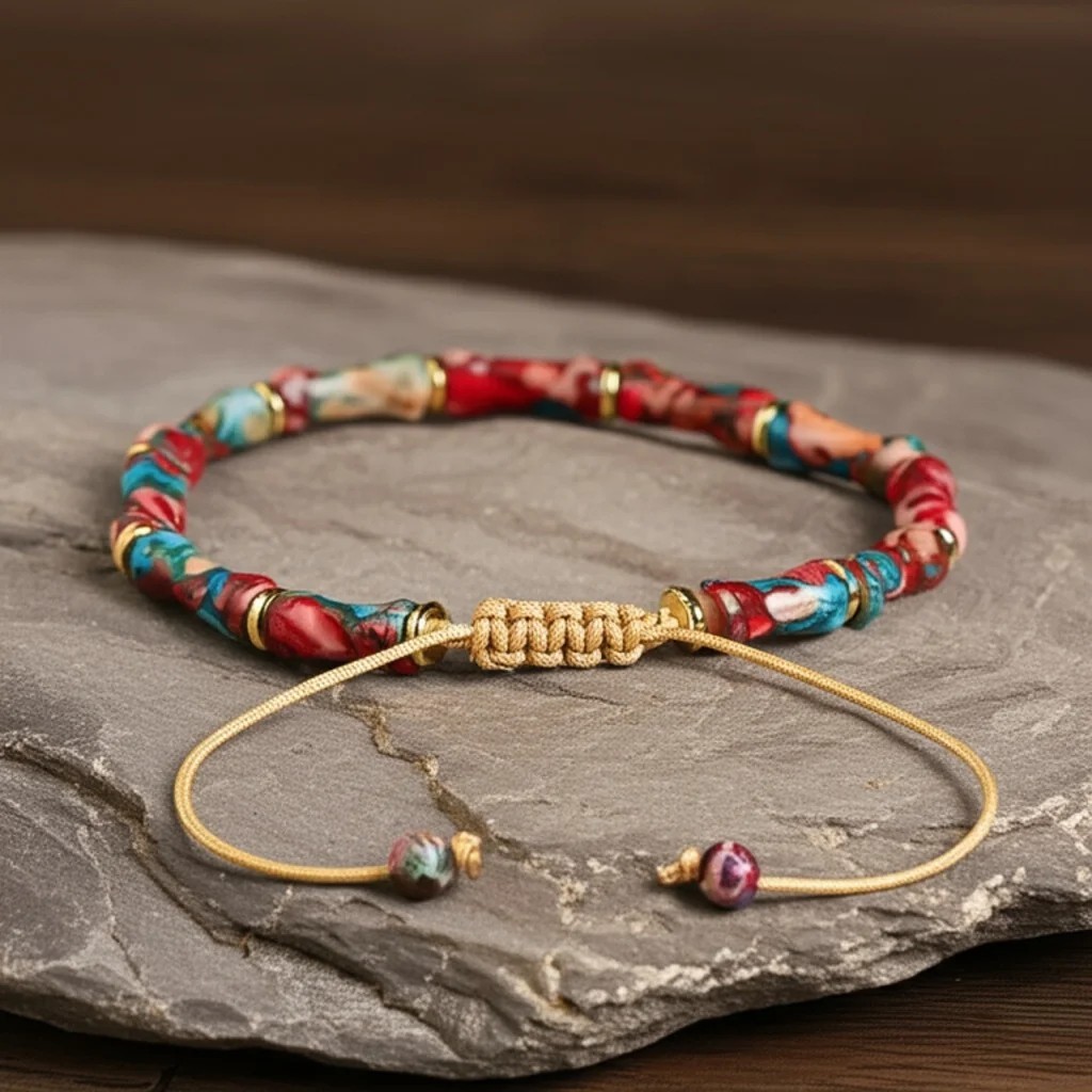 Sea Sediment Jasper Bamboo Beads Healing Women’s and Men’s Bracelet Handmade
