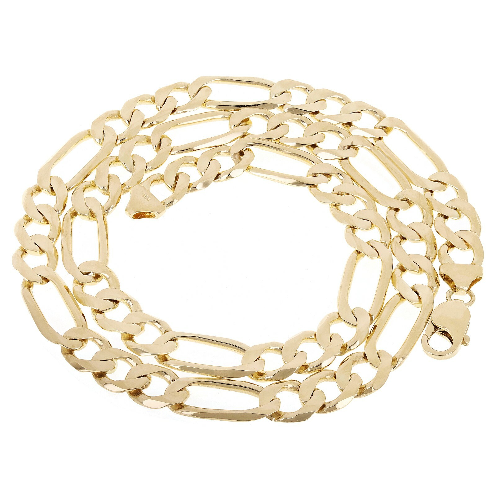 Men’s 14k Yellow Gold Solid Figaro Chain Necklace 24″ 9.7mm 69.6 grams