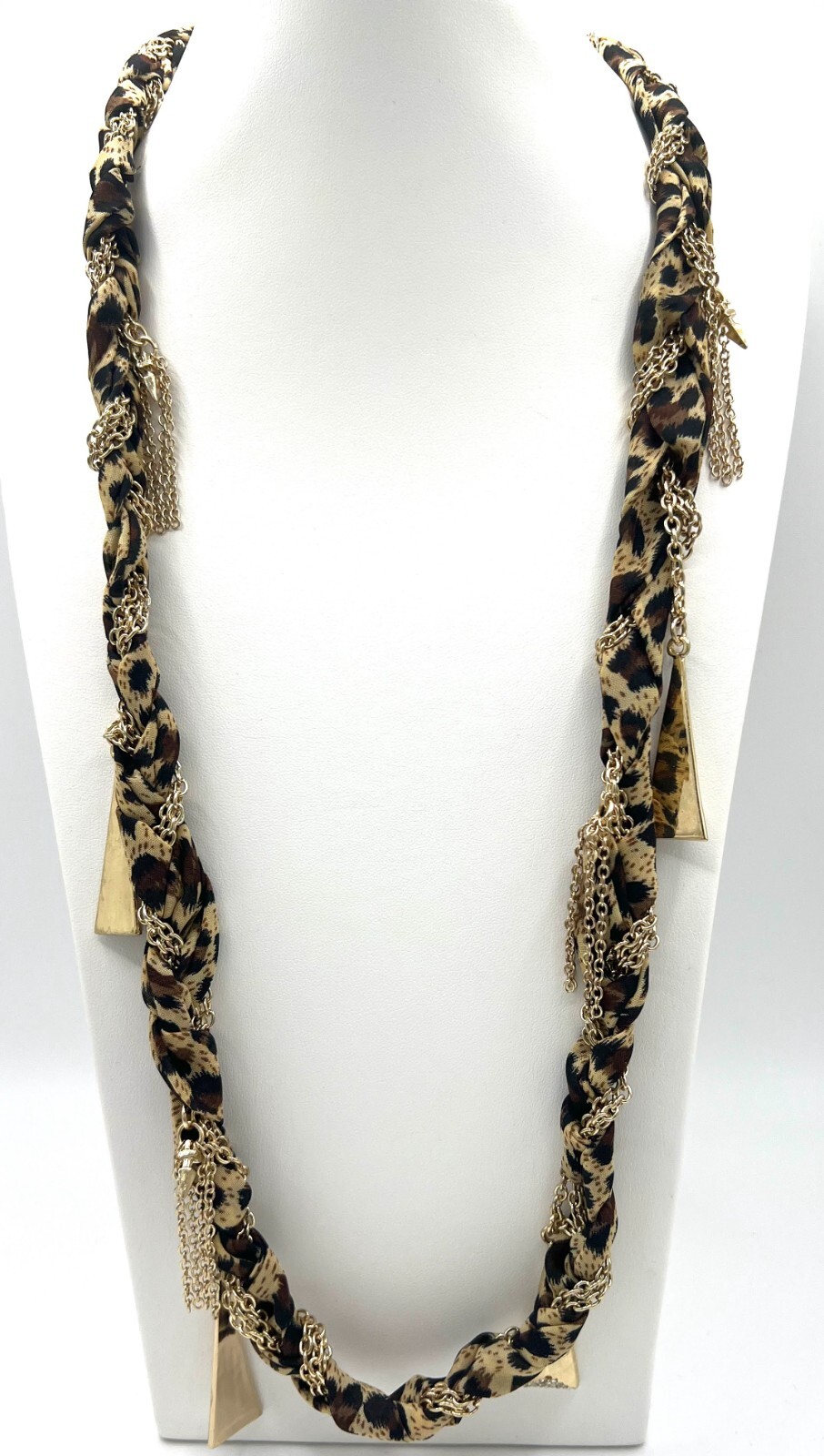 Belle Noel Kim Kardashian 14K gold plated 30in. necklace w/leopard suede
