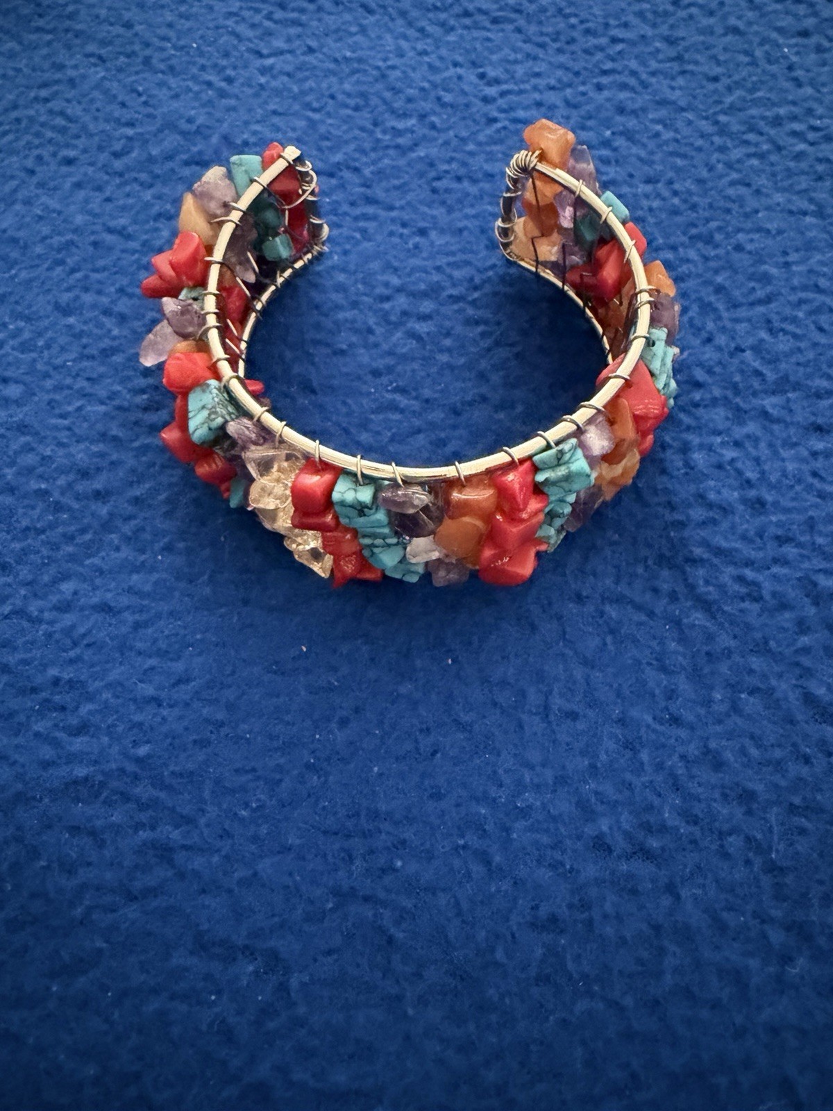 Multicolor Corals Bangle Set In Silver Vintage