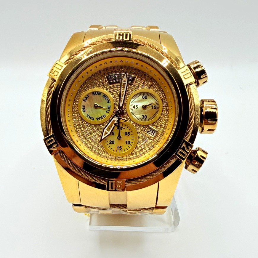 Invicta Reserve Bolt Zues 1.02 Carat Swiss Ronda MOP Dial 53mm Gold