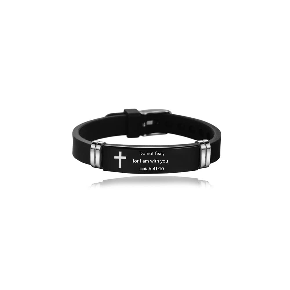 Cross Adjustable Bracelet Inspirational Quote Faith Christian Bible Verse Sil…