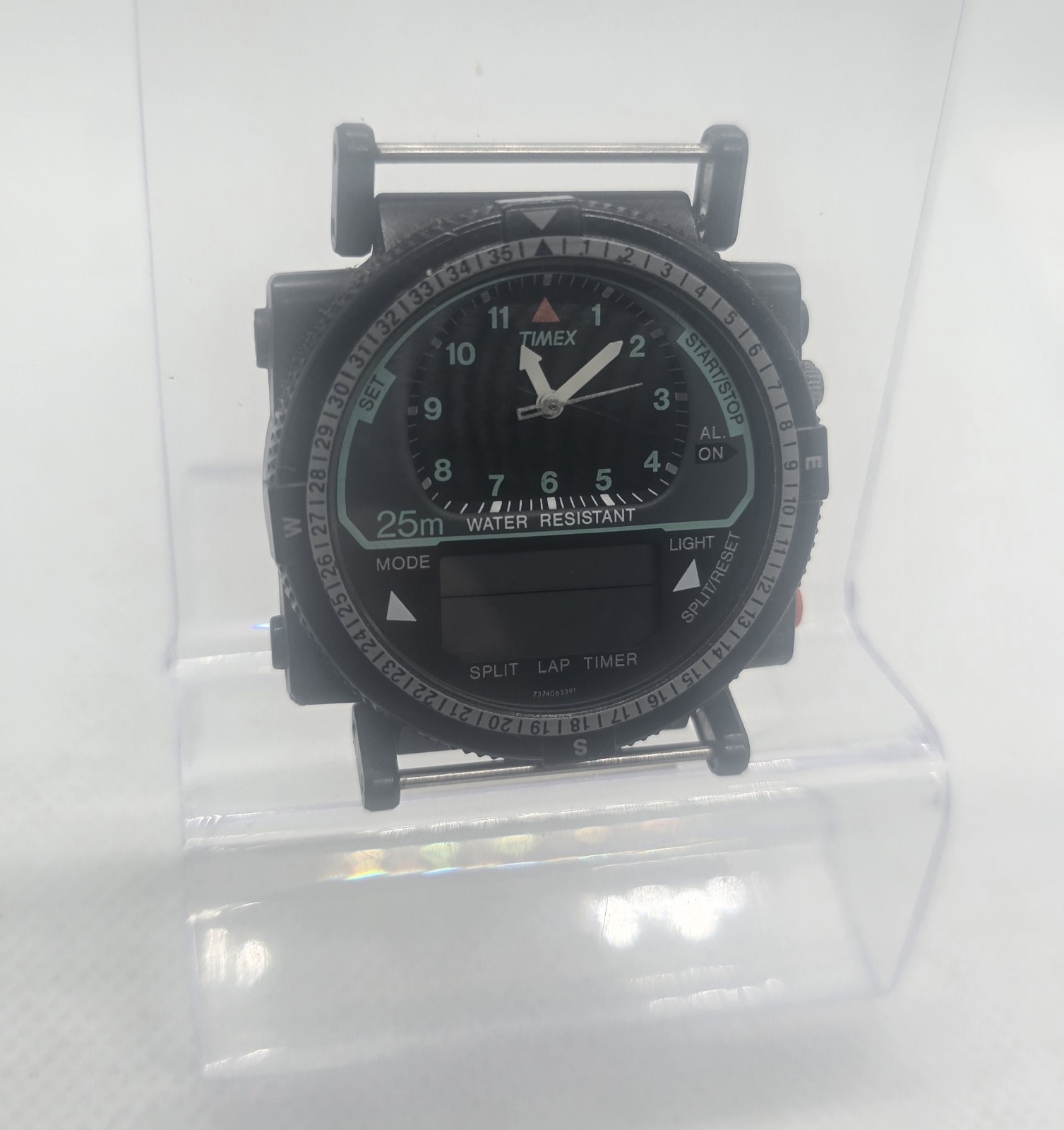 Vintage 1993 Timex Zulu Time 633 Analog-Digital Watch Compass Bezel AS-IS PARTS