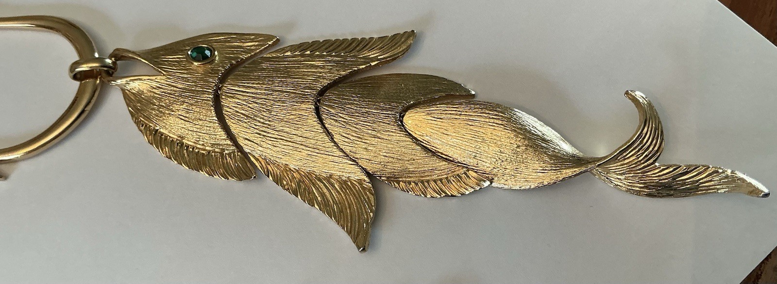 Vintage Napier Gold-Plated Articulated Fish on Hook Pendant Necklace