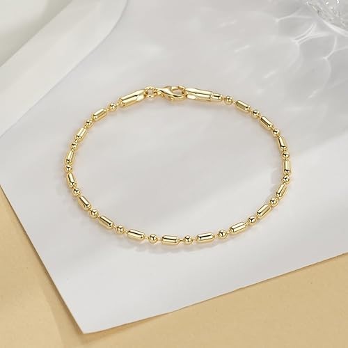 Italian 14k Gold Bracelet Amore Bead Fascino con Perla d’Oro Aragosta New 9.0in