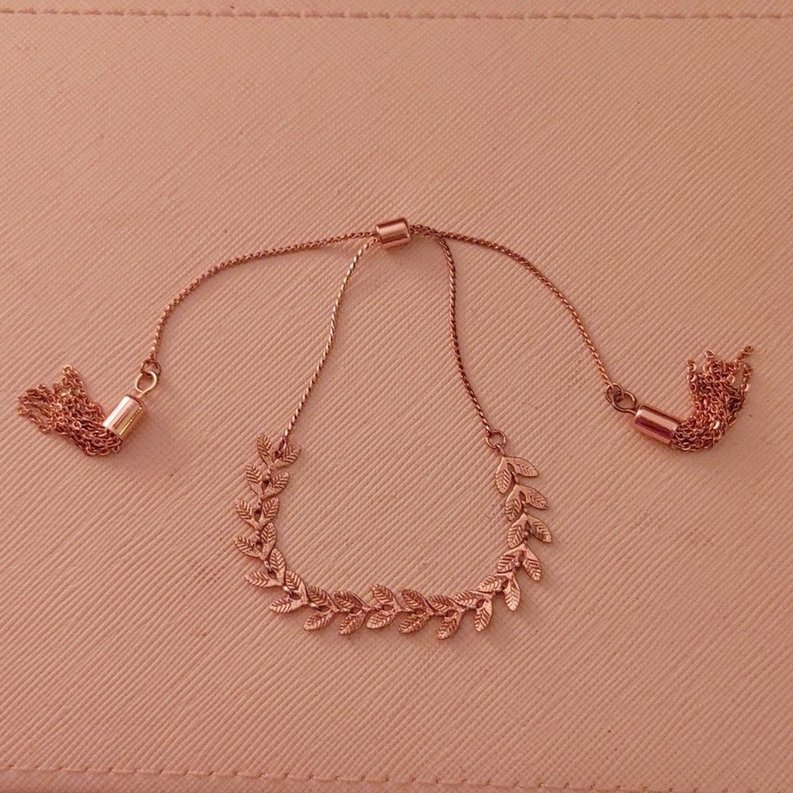 Rose Gold Adjustable Slider Chain Leaf Bracelet
