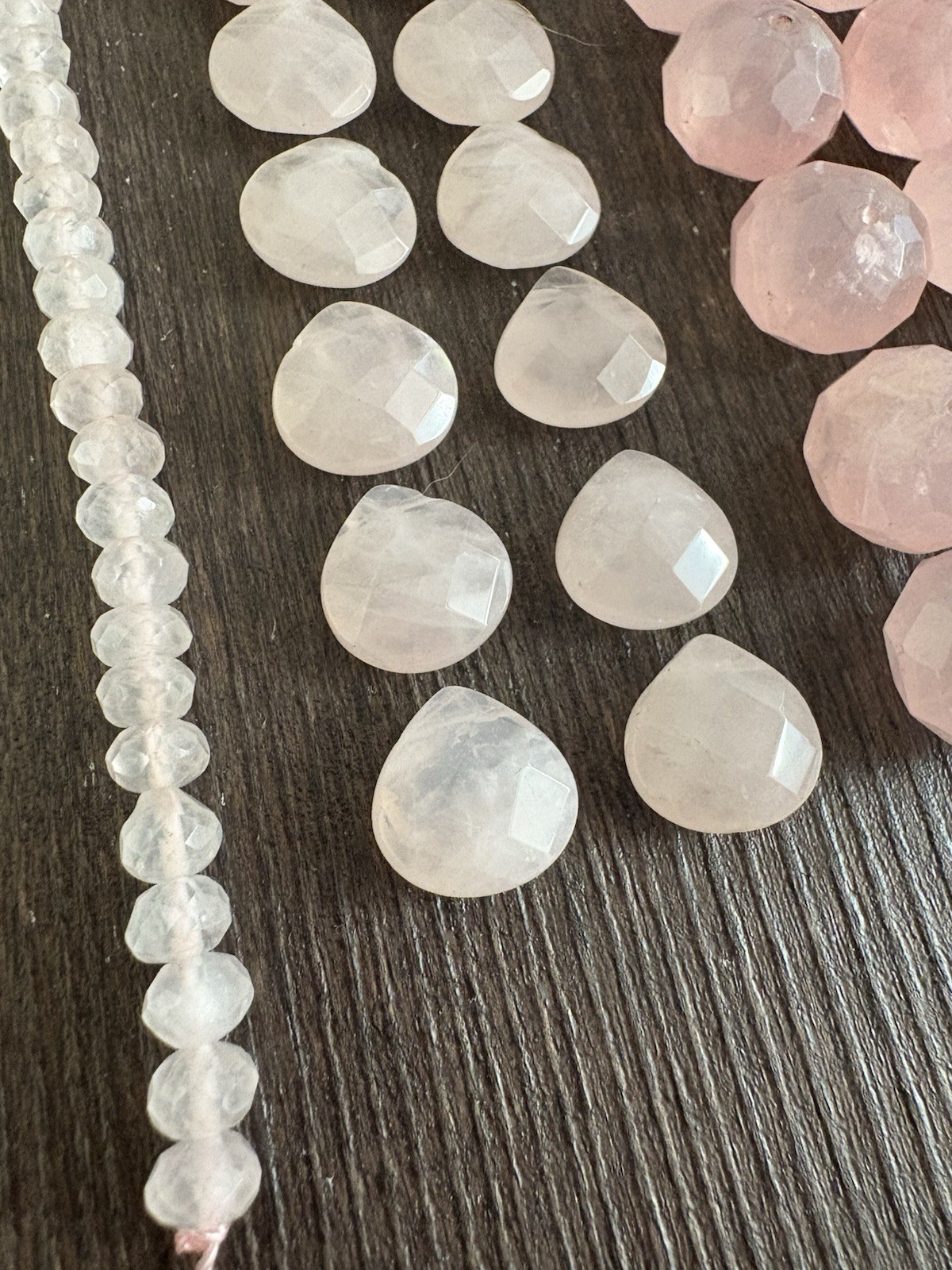 LOT Of Rose Quartz Heartshape Roundelle Stones Beads Read Info