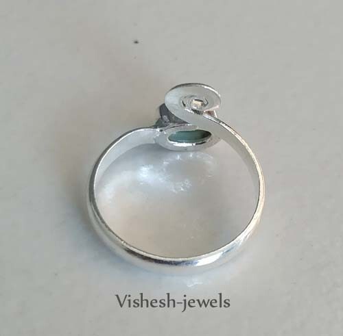 Solid 925 Sterling Silver Natural Larimar Gems Toe Ring Jewelry S US 4.5 VJ-335