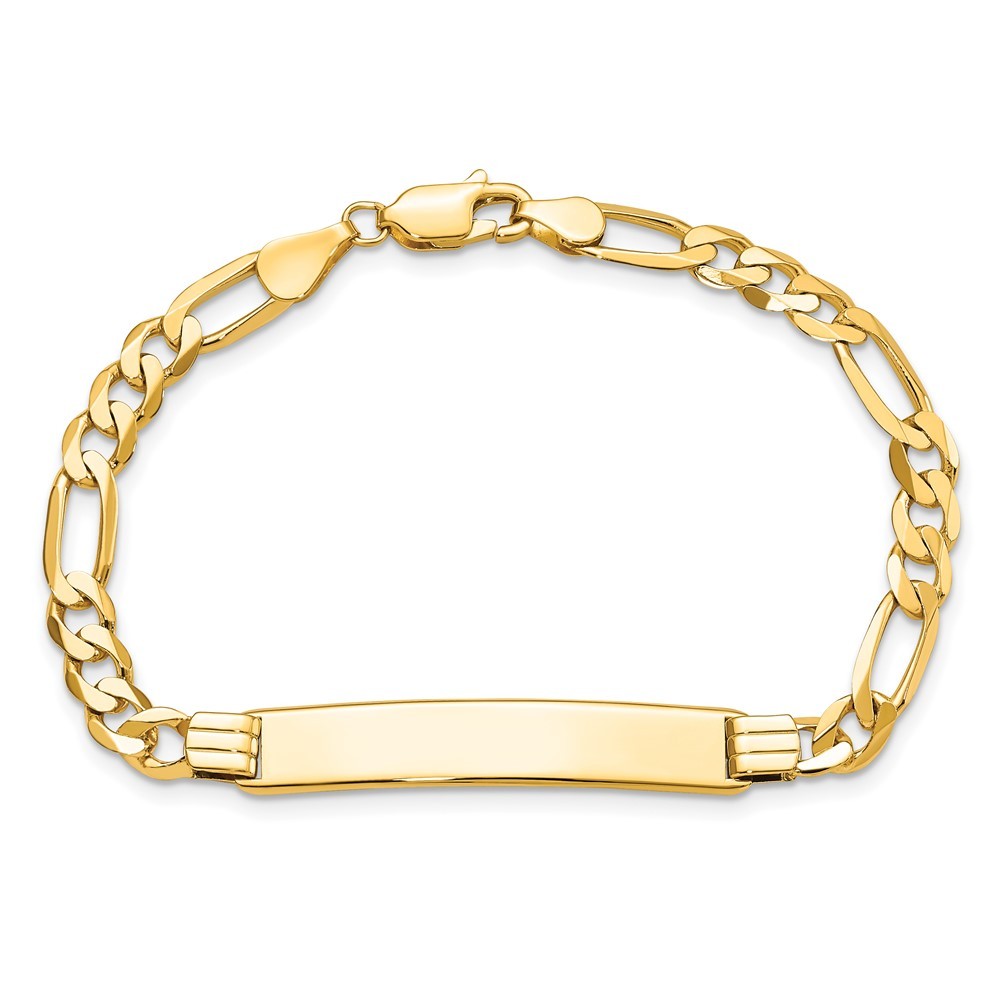 14k Yellow Gold Solid Chain/ Plate Flat Figaro Link 33.5x7mm Plate Bracelet 8″