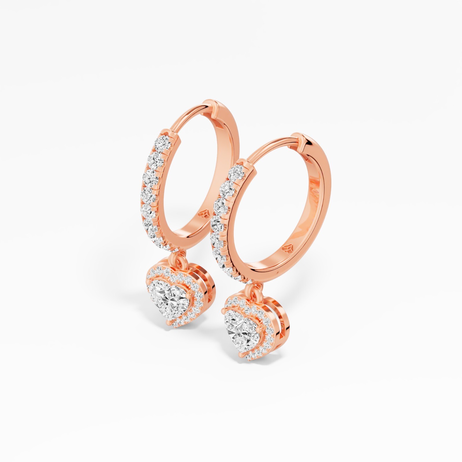 1.38 ct Lab Created Heart Diamond Hoops Earring in 14K White Gold for Women