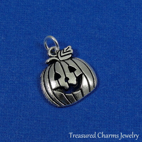 Silver Jack O Lantern Charm – Pumpkin Patch Halloween Pendant NEW