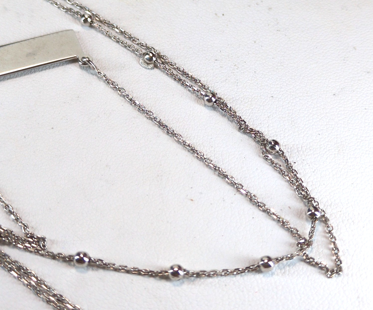 925 Sterling Silver Double Layer Ball Chain ID Tag Necklace 13″-15″ AHM Italy