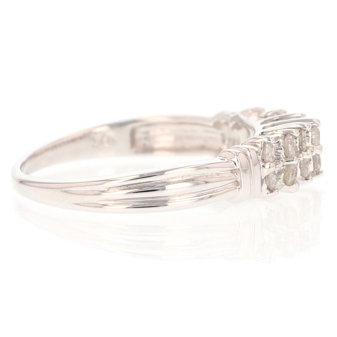 .38ctw Round Diamond Double Row Pyramid Ribbed Band Ring 10k White Gold Size 9