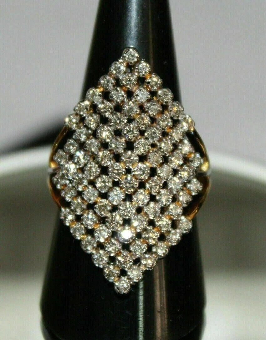3CT Round Cut Lab Created Diamond 14k Yellow Gold Plated Wedding Cluster Ring
