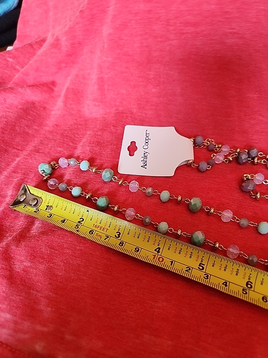 2 Ashley Cooper ~28″ Gold Tone Multi-Color Beaded Necklace w/ 3″ Ext Lavendar