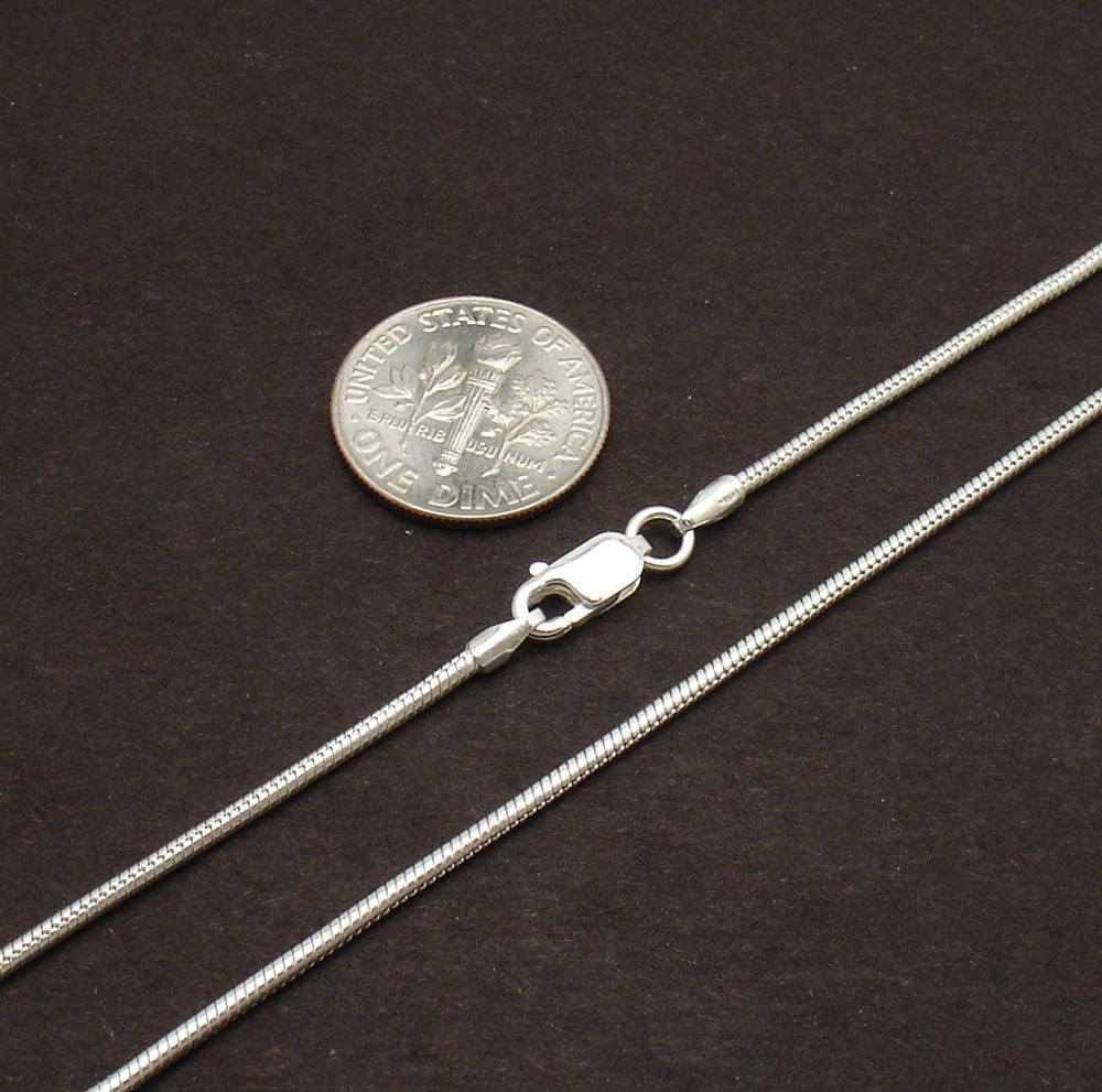 1.15mm Solid Snake Chain Necklace with Lobster Clasp Real 925 Sterling Silver
