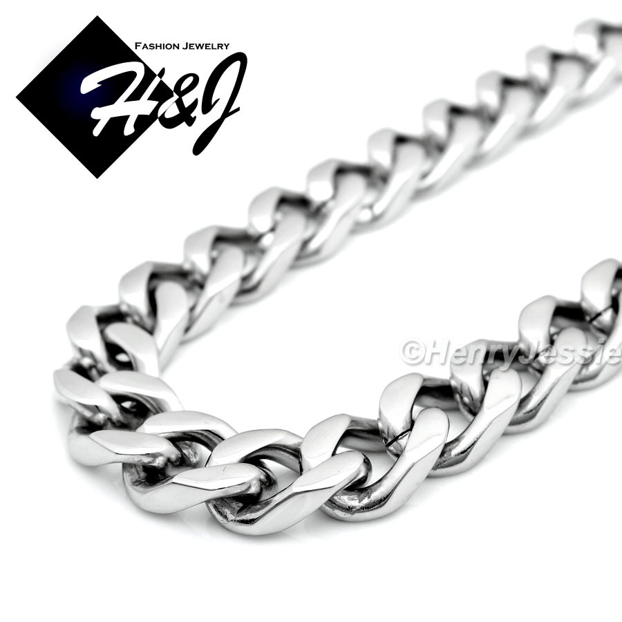 18-40″MEN Stainless Steel 11mm Gold/Silver/Black Plated Cuban Chain Necklace