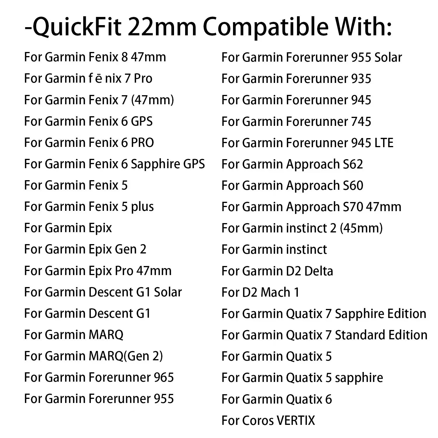 QuickFit 26mm 22mm For Garmin Fenix 8 7X 7 Pro 6 6X Pro 5X 5 Plus Garmin Watch