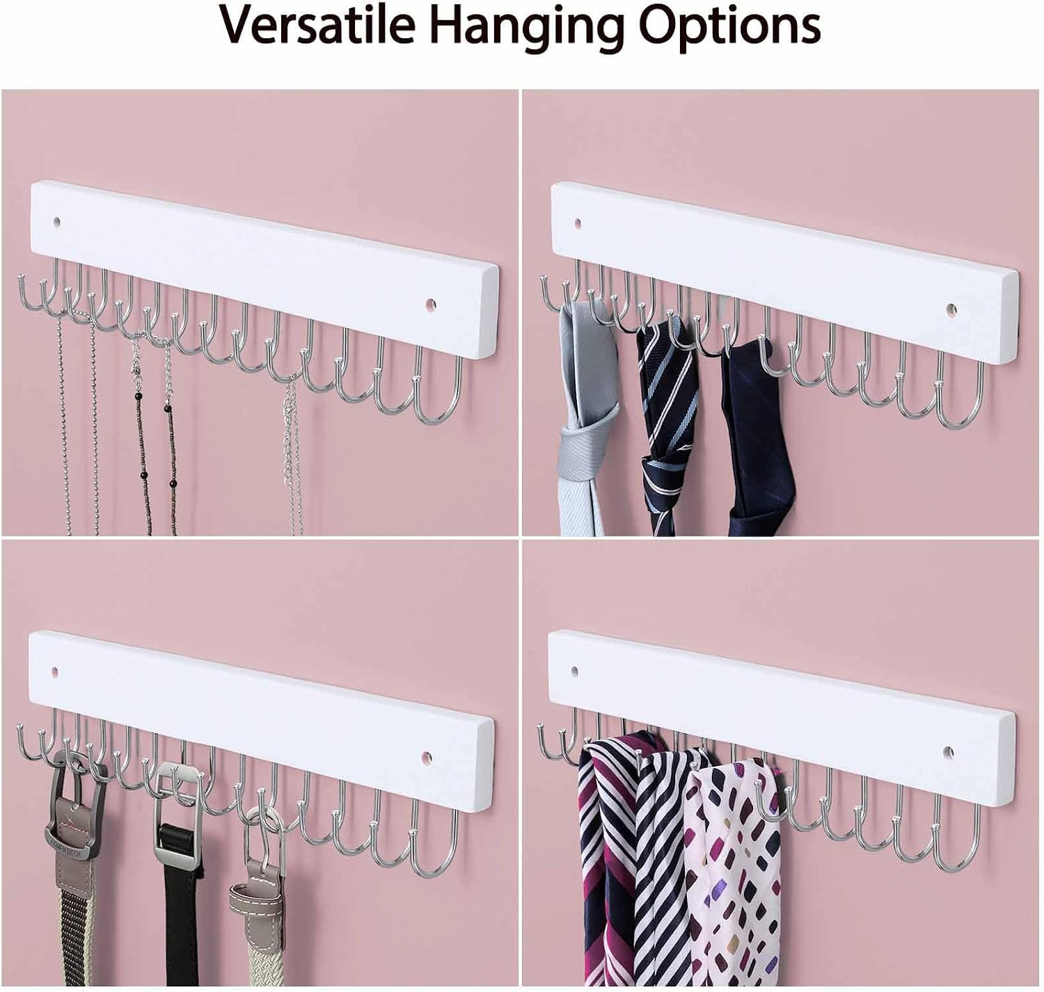 Hanging Jewelry Organizer Wall Mounted, Modern Jewelry Display with 28 Hooks, De