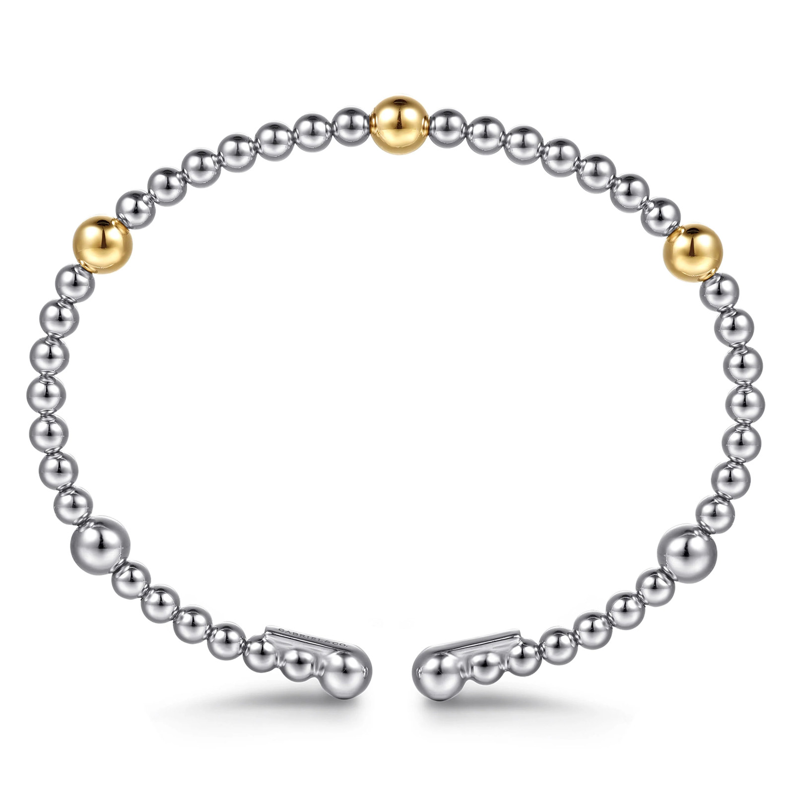 14K Yellow Gold and 925 Sterling Silver Gabriel & Co. Bujukan Split Bangle